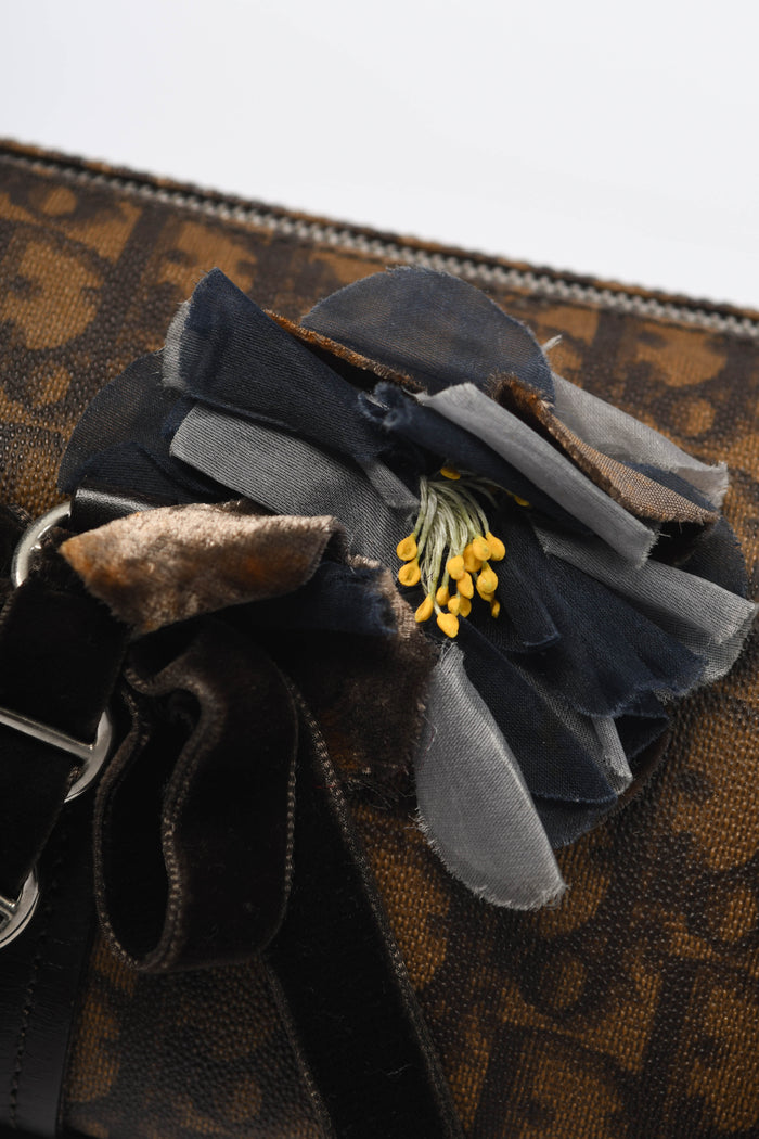 2000s Christian Dior Brown Romantiqué Monogram Barrel Shoulder Bag