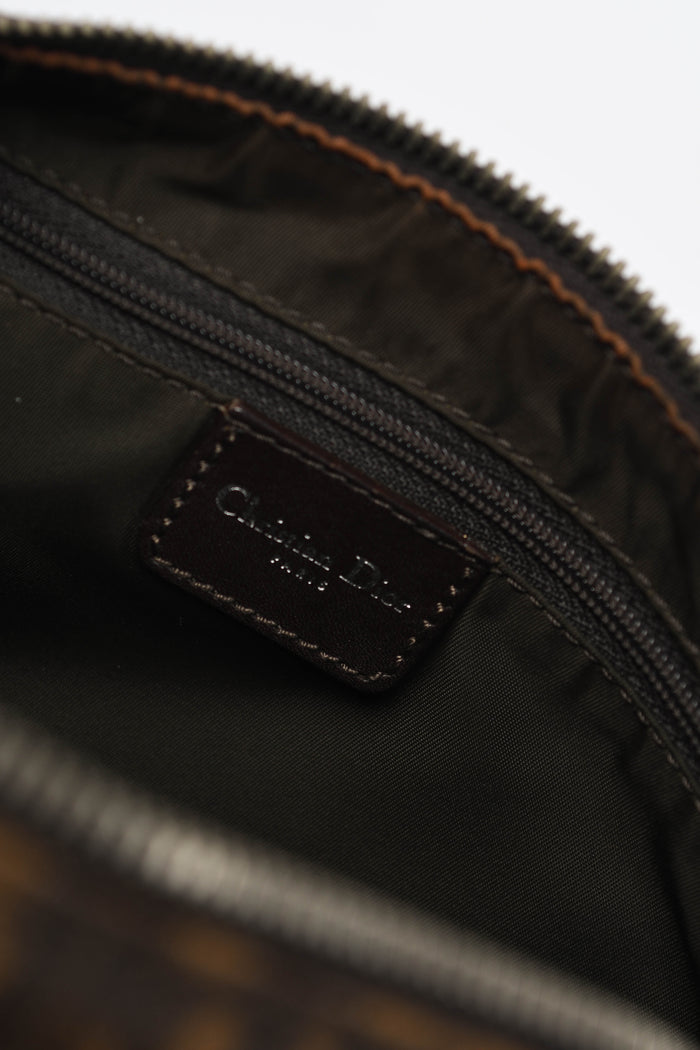 2000s Christian Dior Brown Romantiqué Monogram Barrel Shoulder Bag