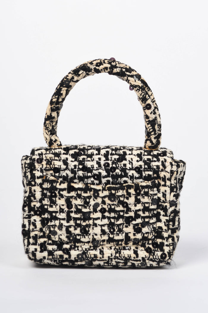 SUPER RARE Chanel Sequin Tweed Mini Top Handle Bag