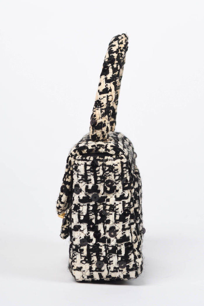 SUPER RARE Chanel Sequin Tweed Mini Top Handle Bag