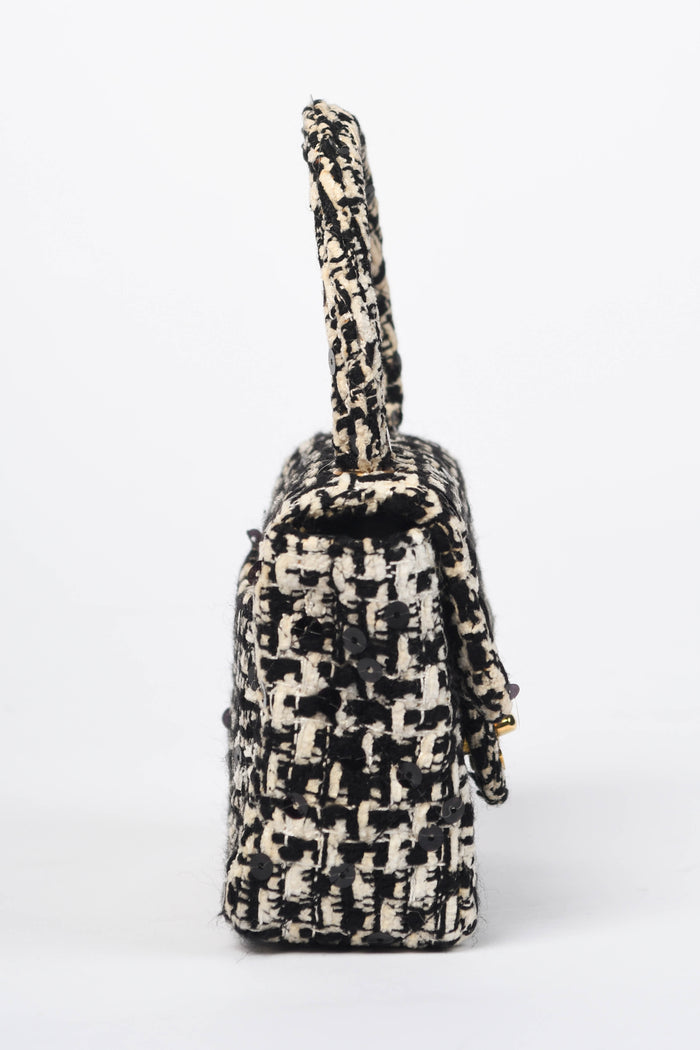SUPER RARE Chanel Sequin Tweed Mini Top Handle Bag