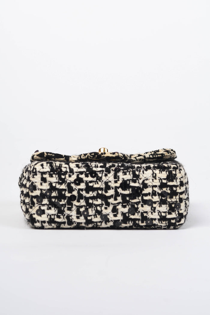 SUPER RARE Chanel Sequin Tweed Mini Top Handle Bag