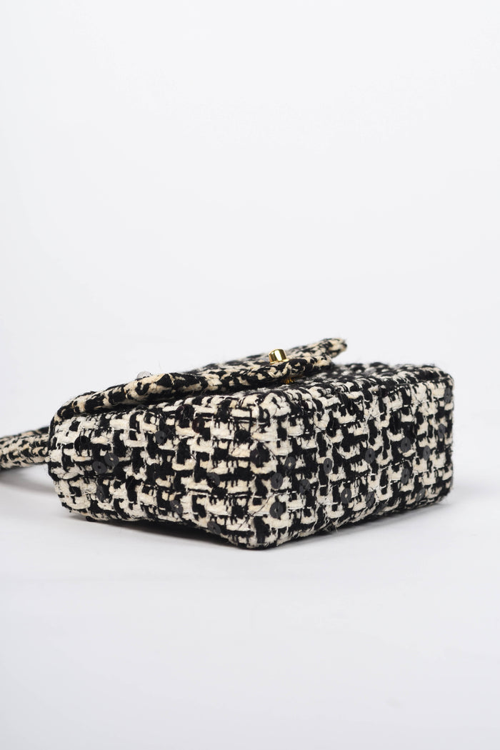 SUPER RARE Chanel Sequin Tweed Mini Top Handle Bag