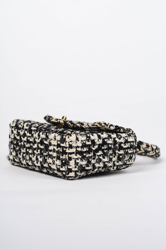SUPER RARE Chanel Sequin Tweed Mini Top Handle Bag