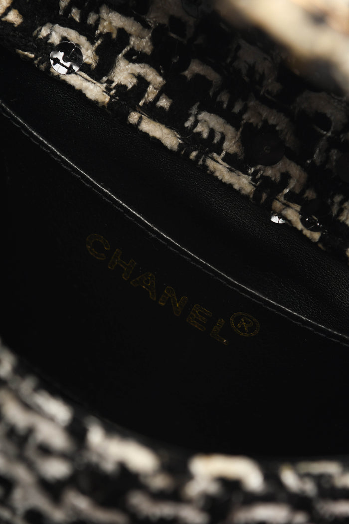 SUPER RARE Chanel Sequin Tweed Mini Top Handle Bag