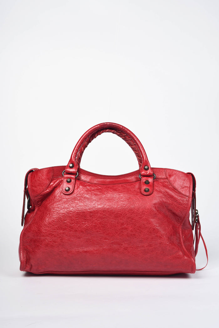 2000s Balenciaga Red Leather City Bag