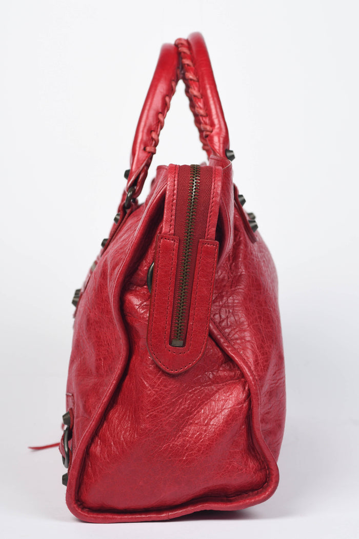 2000s Balenciaga Red Leather City Bag