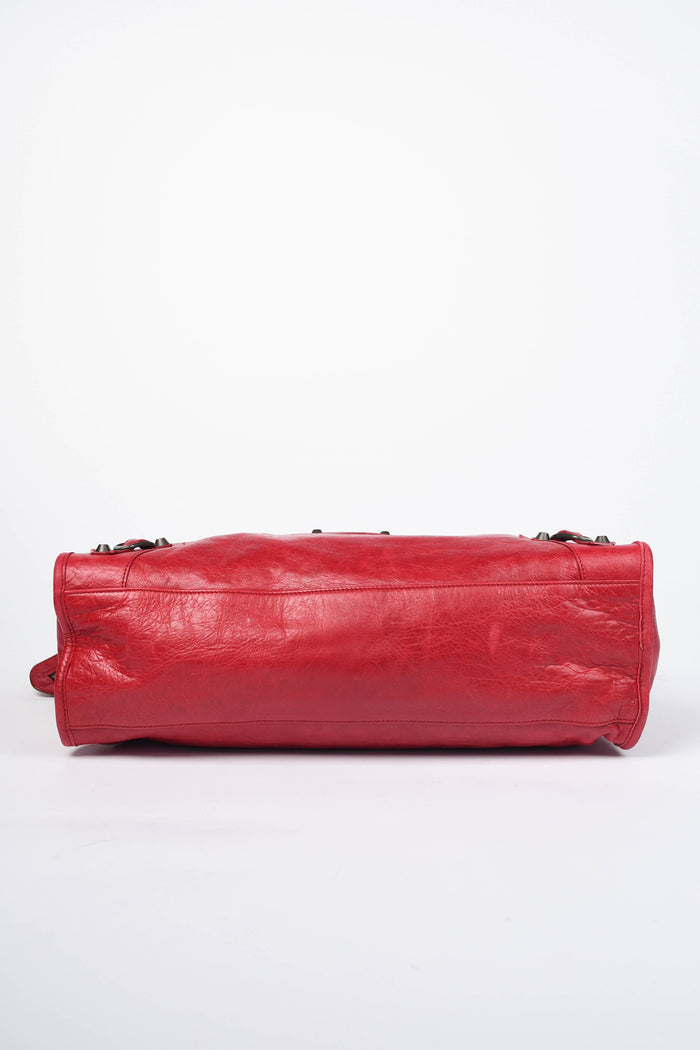 2000s Balenciaga Red Leather City Bag