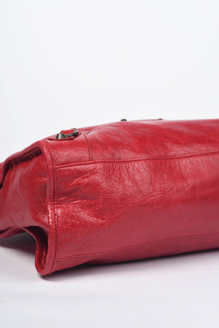 2000s Balenciaga Red Leather City Bag