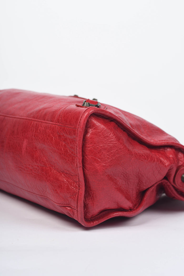 2000s Balenciaga Red Leather City Bag