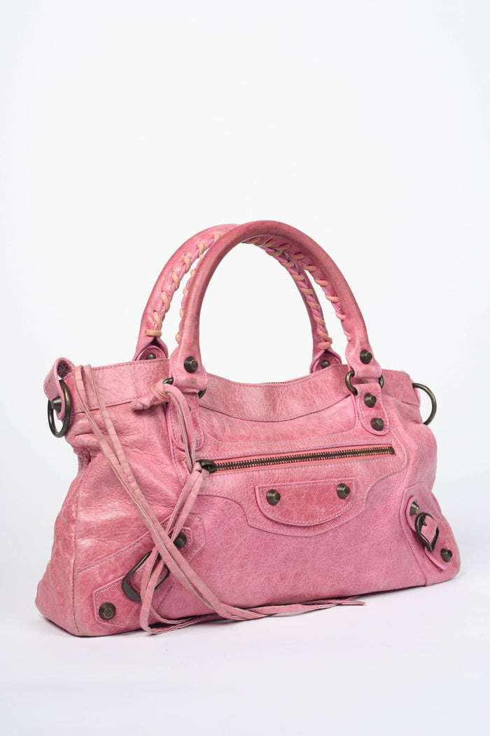 2000s Balenciaga Pink Leather First City Bag
