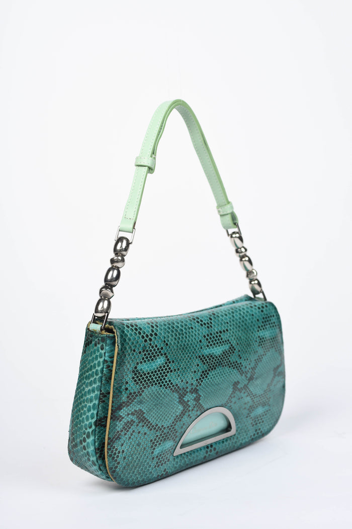 RARE Christian Dior Teal Python Malice Shoulder Bag