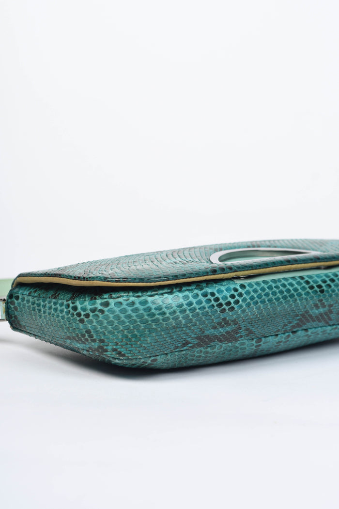 RARE Christian Dior Teal Python Malice Shoulder Bag