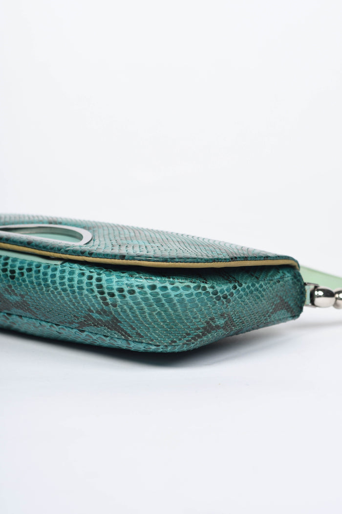 RARE Christian Dior Teal Python Malice Shoulder Bag