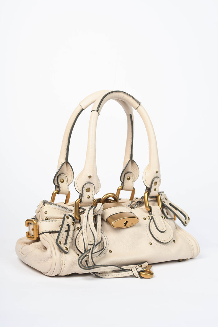 2000s Chloe Cream Leather Small Paddington Shoulder Bag