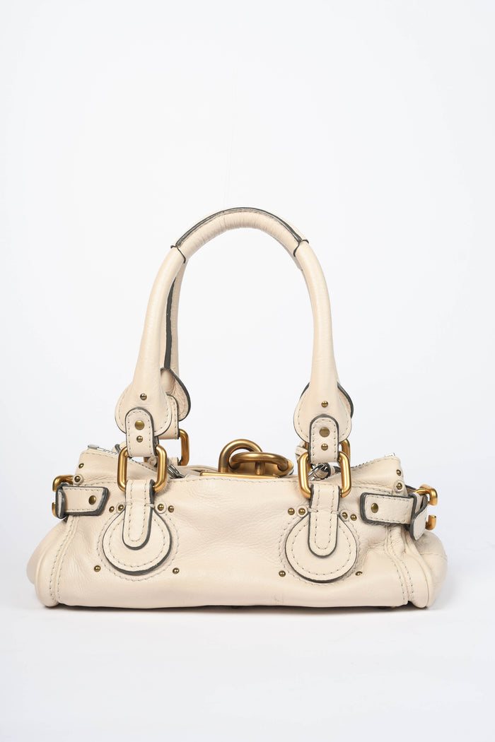 2000s Chloe Cream Leather Small Paddington Shoulder Bag