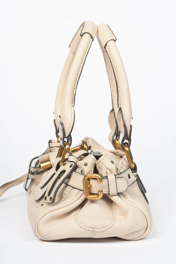 2000s Chloe Cream Leather Small Paddington Shoulder Bag