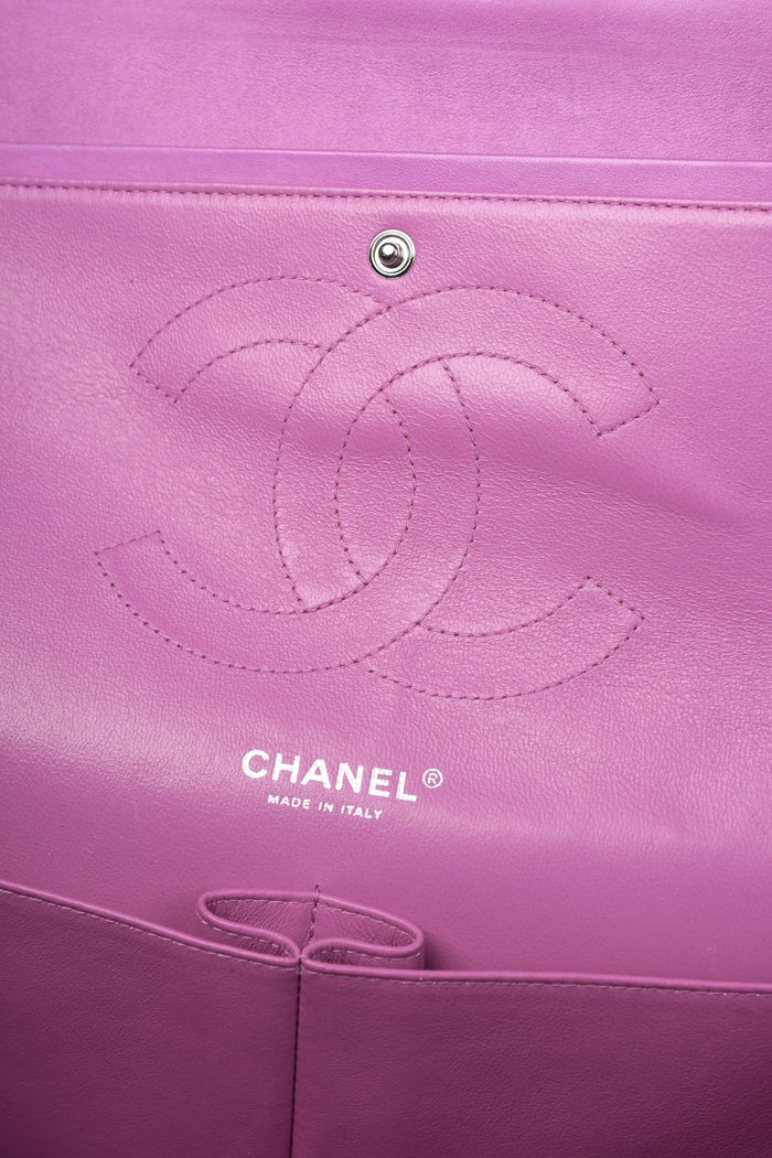 2010s Chanel Pink Lambskin Leather Jumbo Double Flap Shoulder Bag