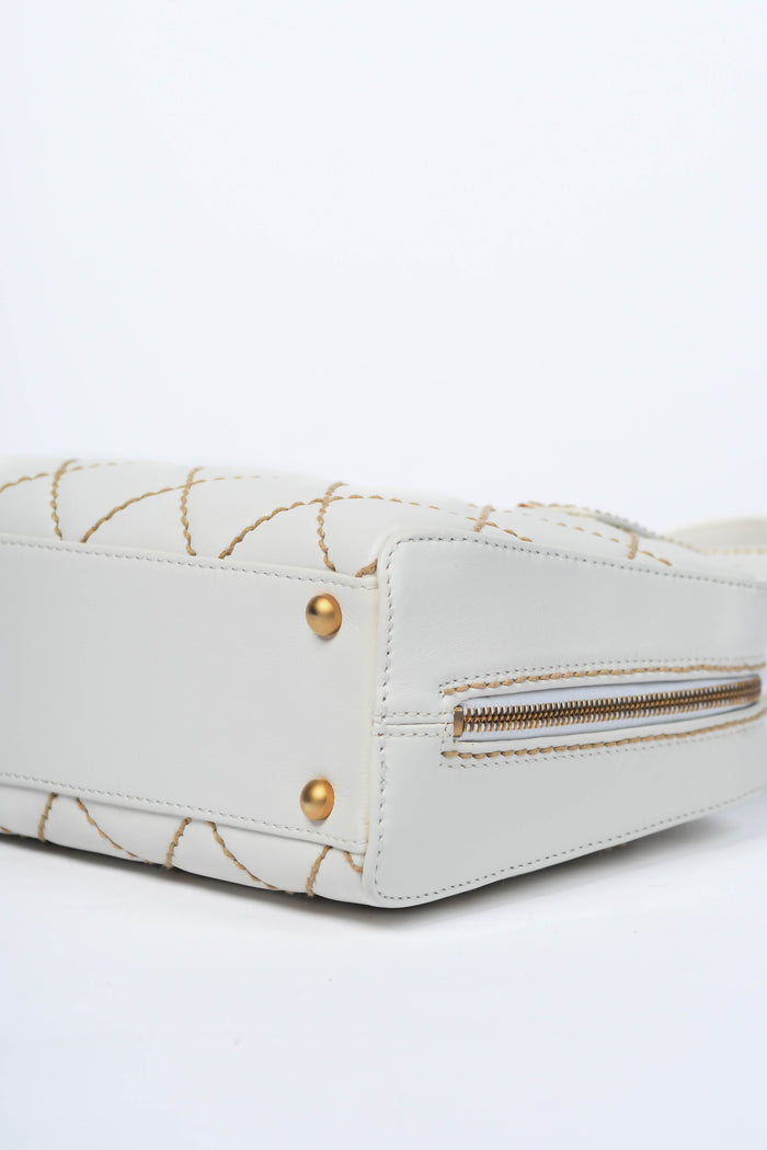 2000s Chanel Cream Leather Wild Stitch Top Handle Bag