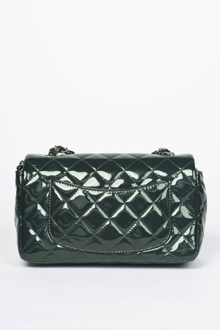 2010s Chanel Petrol Green Patent Leather Mini Rectangular Single Flap Bag