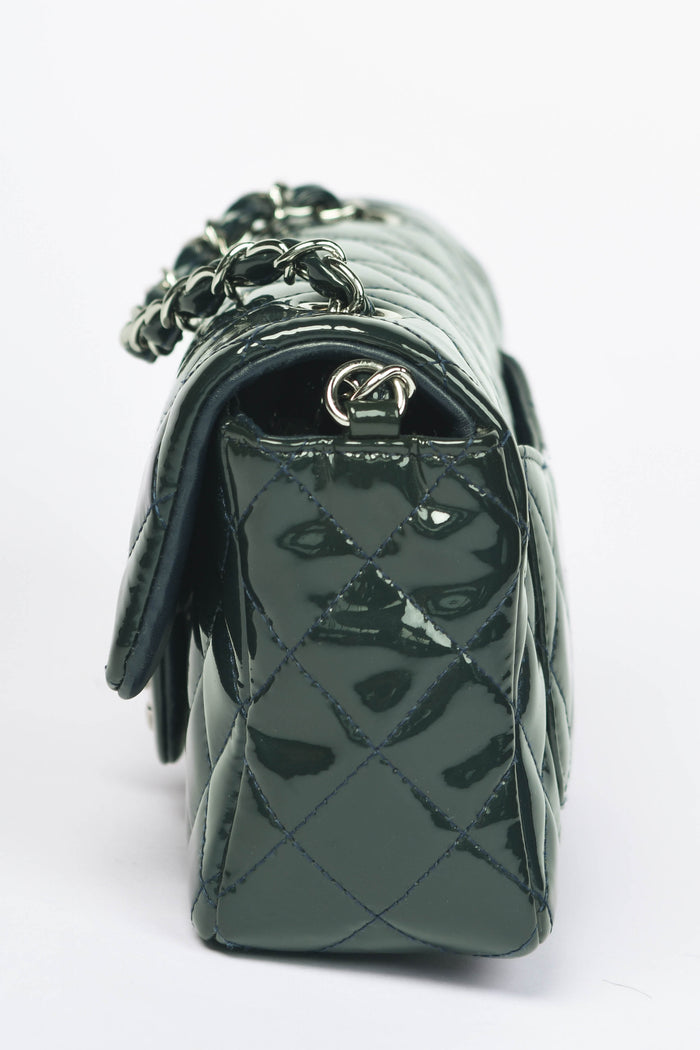 2010s Chanel Petrol Green Patent Leather Mini Rectangular Single Flap Bag
