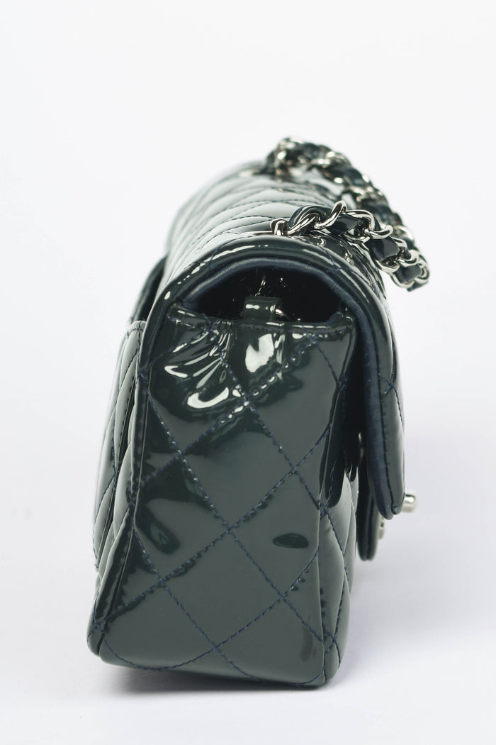 2010s Chanel Petrol Green Patent Leather Mini Rectangular Single Flap Bag