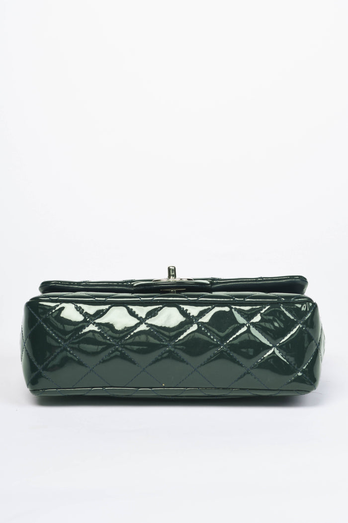 2010s Chanel Petrol Green Patent Leather Mini Rectangular Single Flap Bag