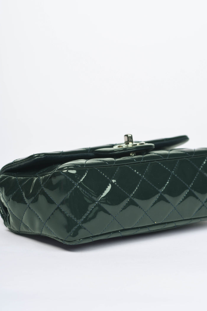 2010s Chanel Petrol Green Patent Leather Mini Rectangular Single Flap Bag