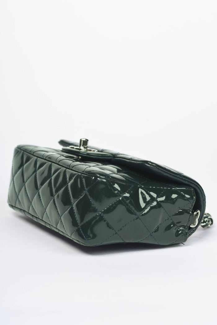 2010s Chanel Petrol Green Patent Leather Mini Rectangular Single Flap Bag