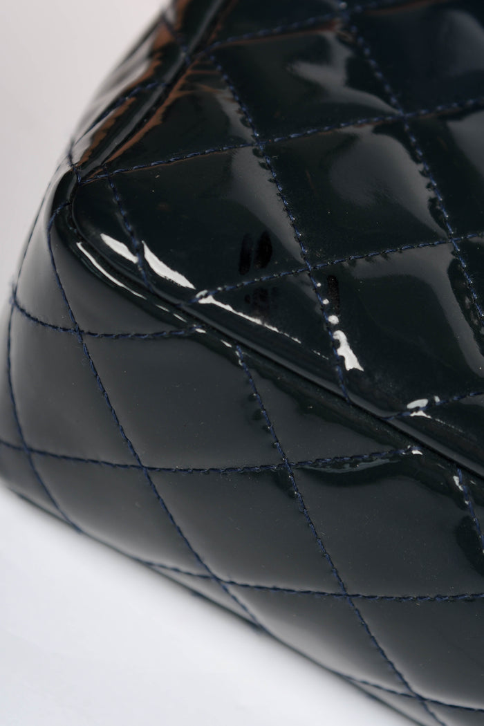 2010s Chanel Petrol Green Patent Leather Mini Rectangular Single Flap Bag