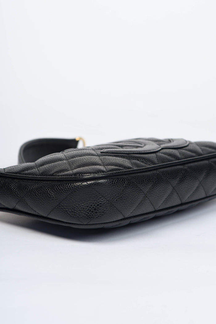 2000s Chanel Black Caviar Leather Timeless Pochette