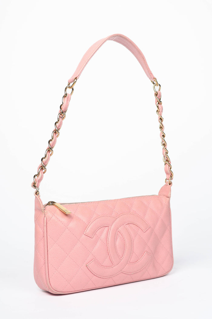 2000s Chanel Pink Caviar Leather Timeless Pochette