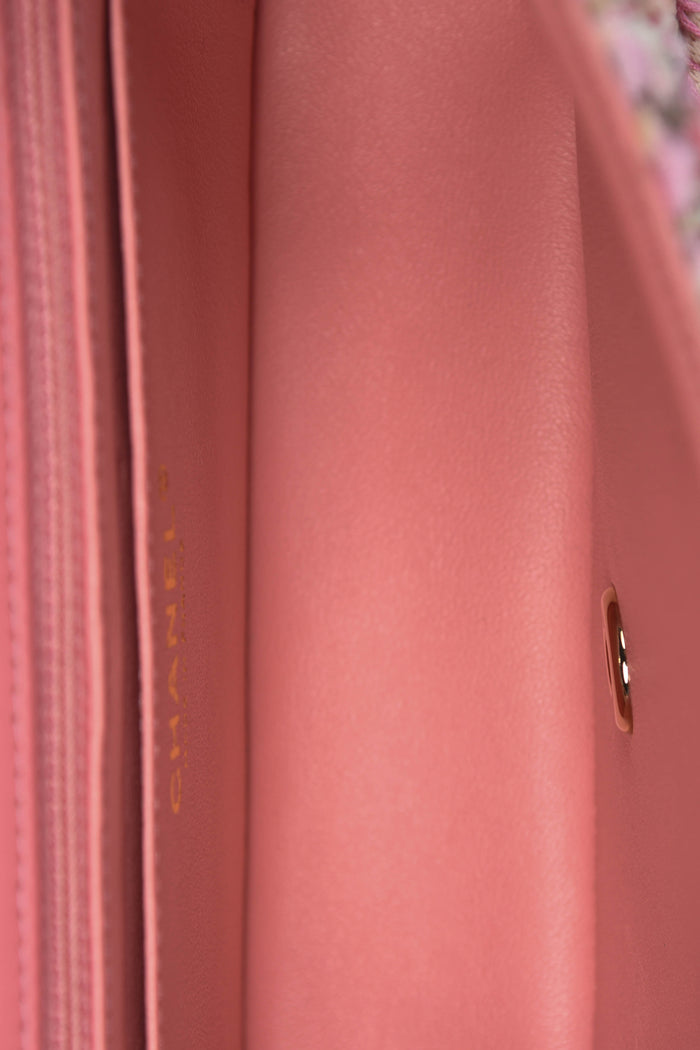 RARE 2019 Chanel Pink Tweed Mini Rectangular Single Flap Bag