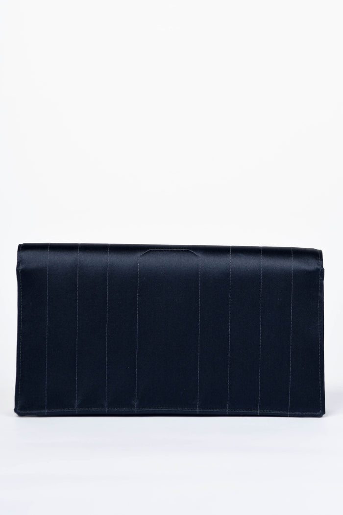 Vintage Chanel Midnight Blue Satin Clutch Bag