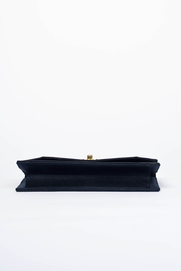 Vintage Chanel Midnight Blue Satin Clutch Bag