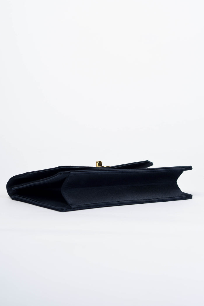 Vintage Chanel Midnight Blue Satin Clutch Bag