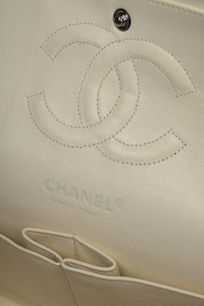 2000s Chanel Black & White Tweed Medium Double Flap Shoulder Bag