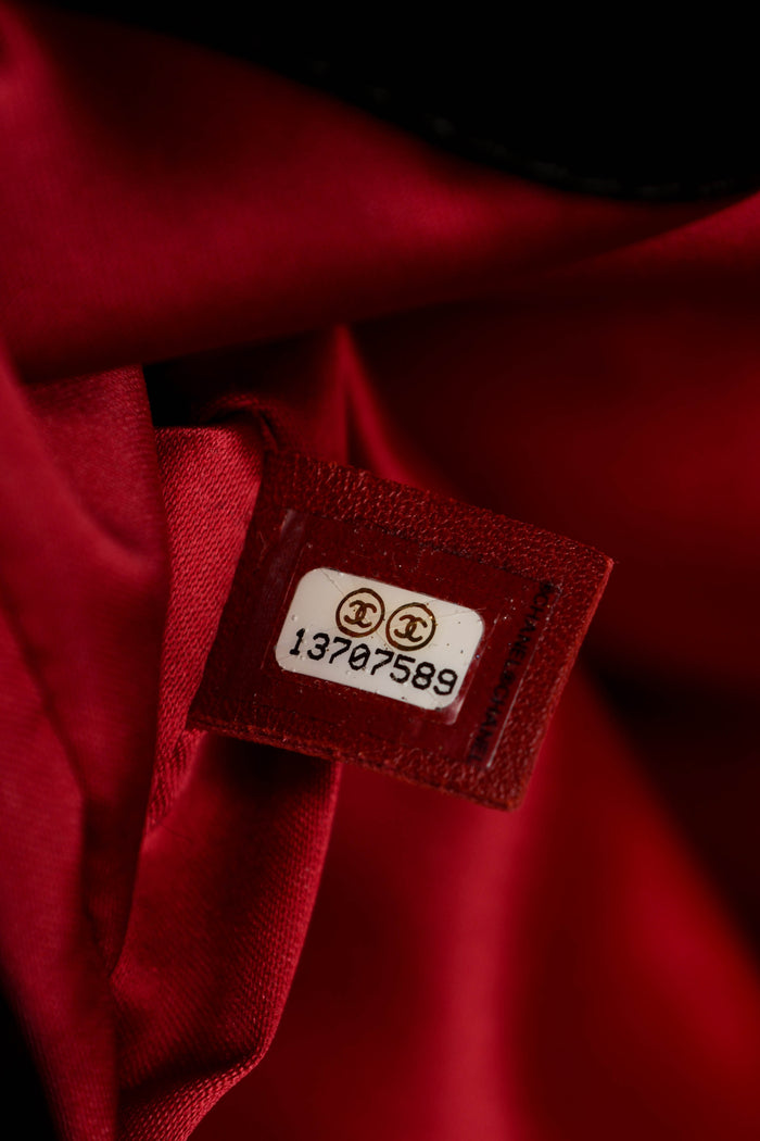 2000s Chanel Black Lambskin Leather Camellia Large Accordion Shoulder Bag