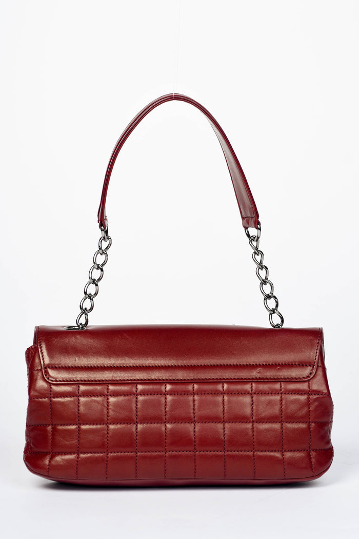 2000s Chanel Burgundy Leather No.5 Camellia Single Flap Shoulder Bag