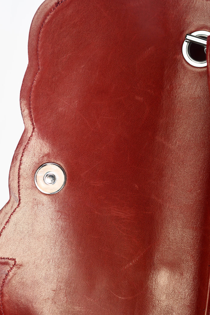 2000s Chanel Burgundy Leather No.5 Camellia Single Flap Shoulder Bag