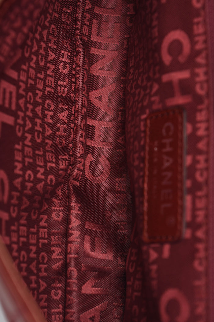 2000s Chanel Burgundy Leather No.5 Camellia Single Flap Shoulder Bag