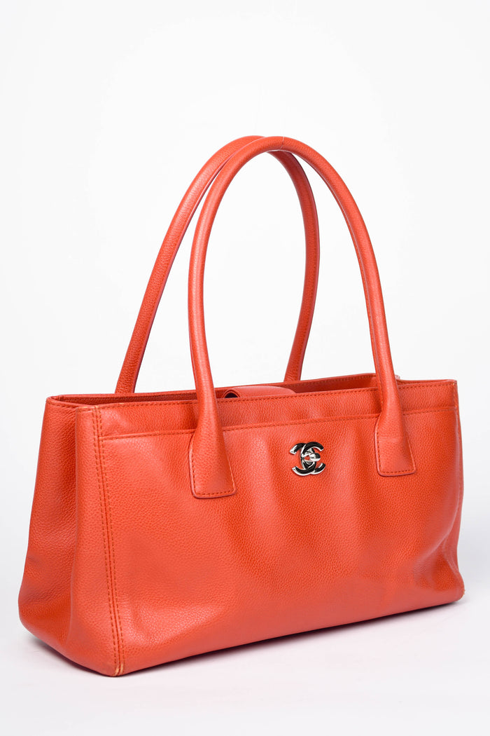 2010s Chanel Red Caviar Leather Small Executive Shopper Tote Bag