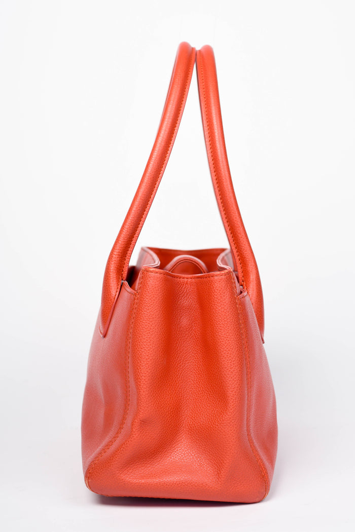 2010s Chanel Red Caviar Leather Small Executive Shopper Tote Bag