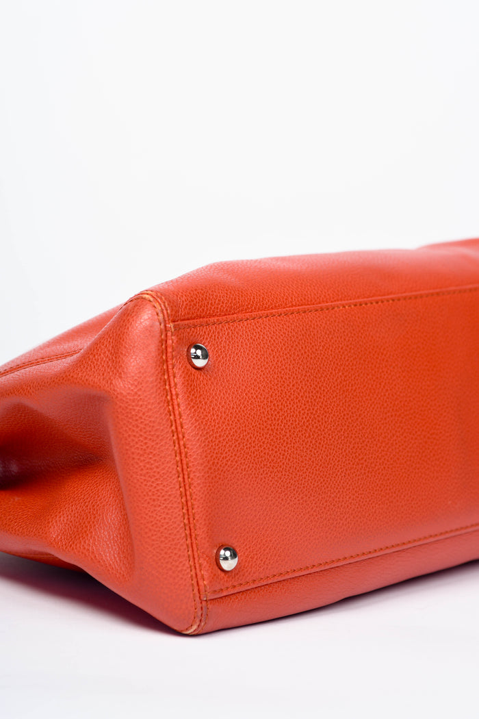 2010s Chanel Red Caviar Leather Small Executive Shopper Tote Bag