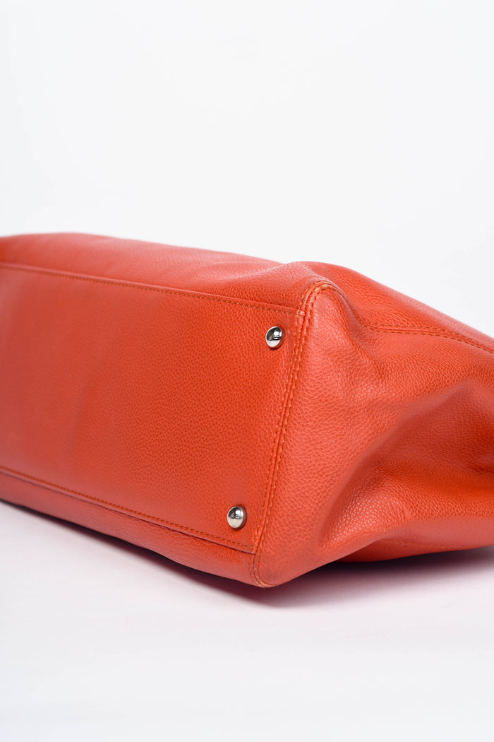 2010s Chanel Red Caviar Leather Small Executive Shopper Tote Bag