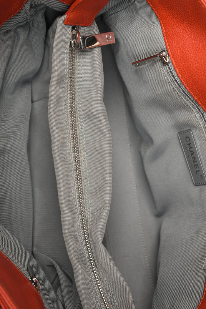 2010s Chanel Red Caviar Leather Small Executive Shopper Tote Bag