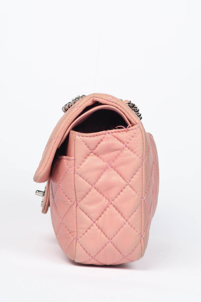 2000s Chanel Baby Pink Lambskin Leather Medium Double Flap Shoulder Bag