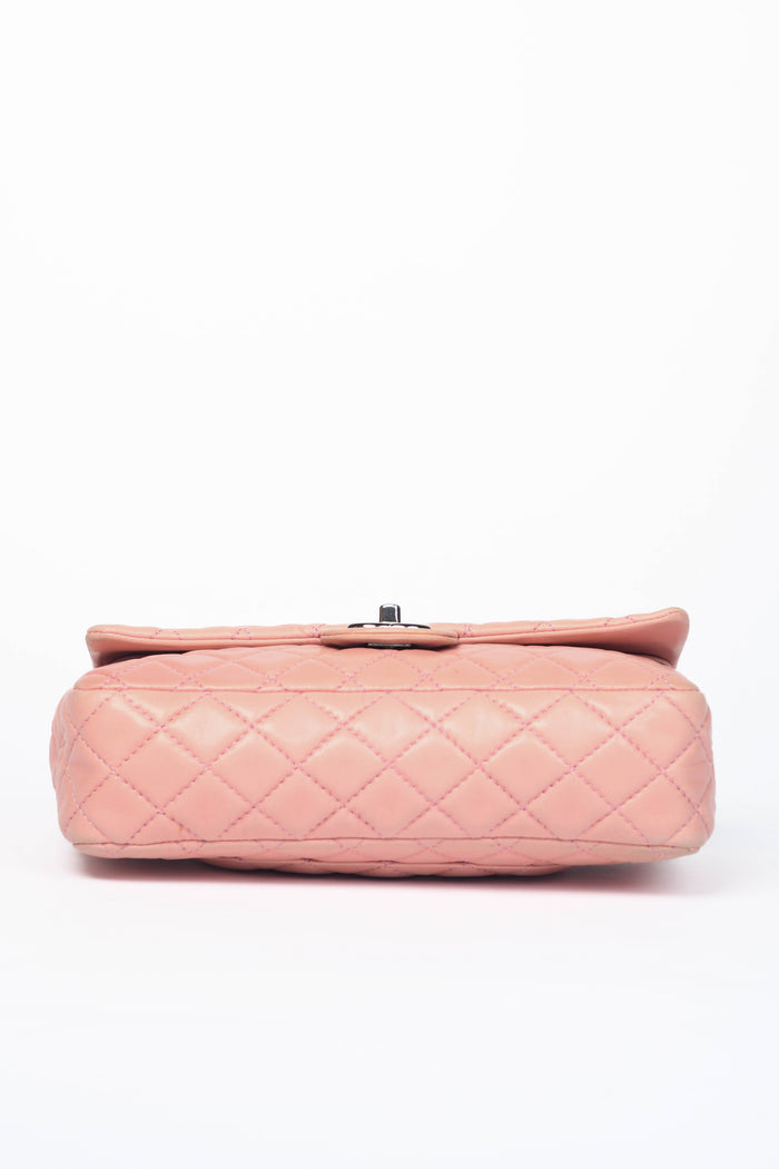 2000s Chanel Baby Pink Lambskin Leather Medium Double Flap Shoulder Bag