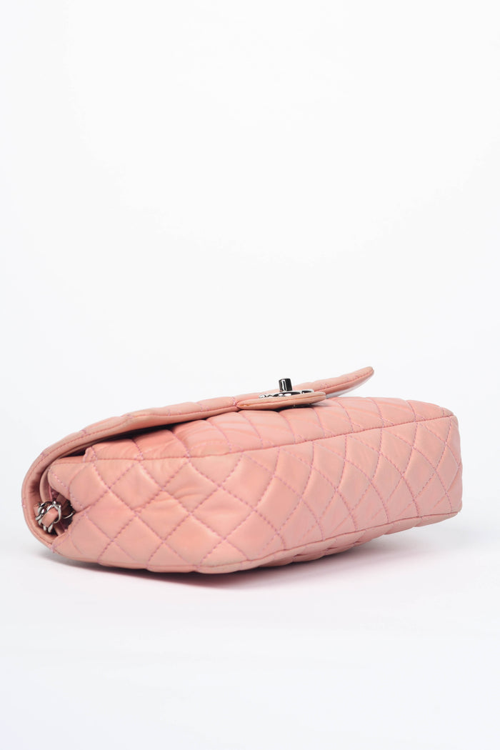 2000s Chanel Baby Pink Lambskin Leather Medium Double Flap Shoulder Bag