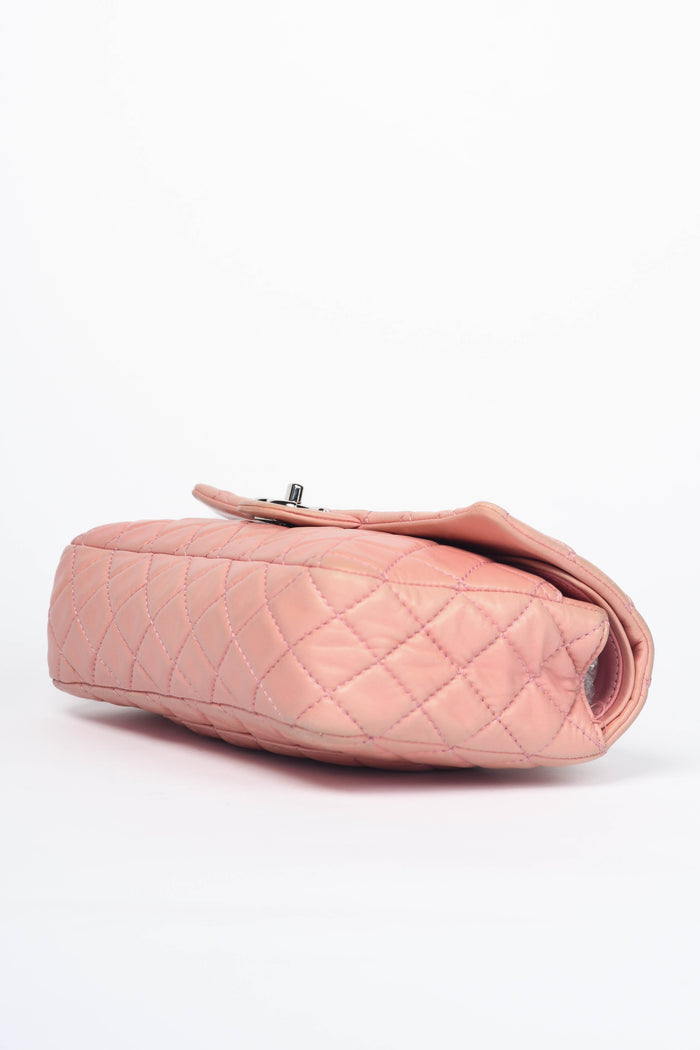 2000s Chanel Baby Pink Lambskin Leather Medium Double Flap Shoulder Bag